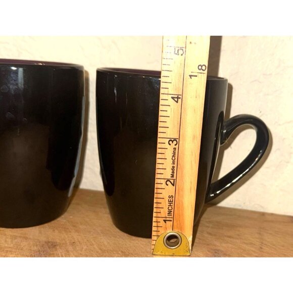 Set Of 3 Thomson Stoneware Mugs With Black Exterior & Purple And Brown Interiors - Picture 7 of 7